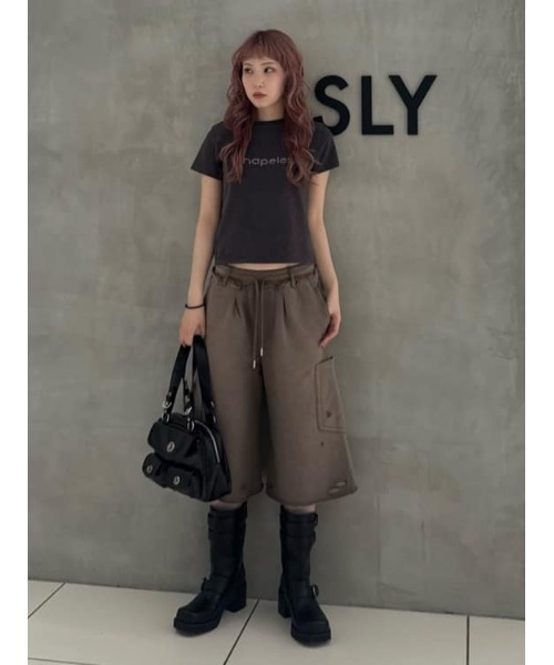 SLY(スライ)の「SW TUCK HALF PT スウェットタックハーフパンツ 春服(スウェットパンツ・レディース・ブラウン・FREE)」の10枚目の写真