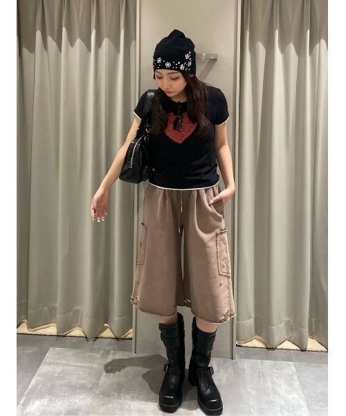 SLY(スライ)の「SW TUCK HALF PT スウェットタックハーフパンツ 春服(スウェットパンツ・レディース・ブラウン・FREE)」の11枚目の写真