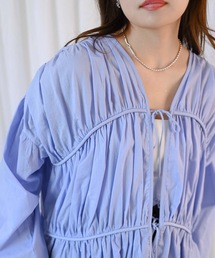 【indian Cotton Collection】フロントリボンギャザーブラウス