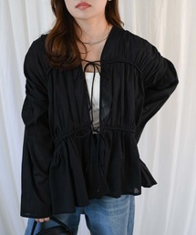 【indian Cotton Collection】フロントリボンギャザーブラウス