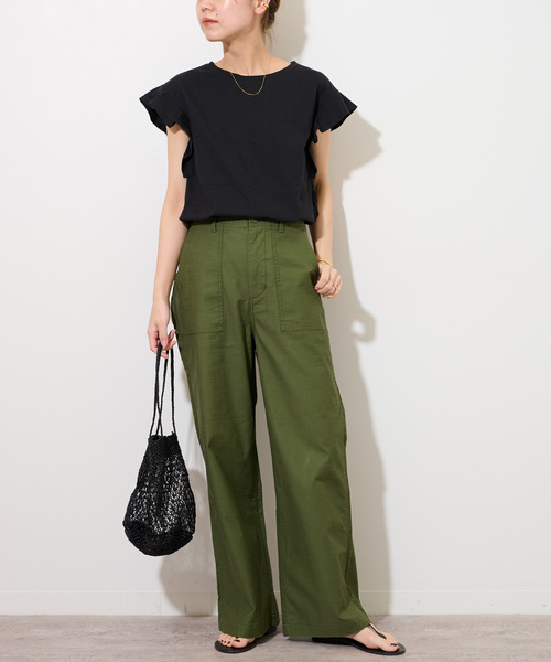JOURNAL STANDARD relume(ジャーナルスタンダード レリューム)の「《WEB限定追加》フリルスリーブTシャツ(Tシャツ/カットソー・レディース・ホワイト/ブラック・FREE)」の11枚目の写真