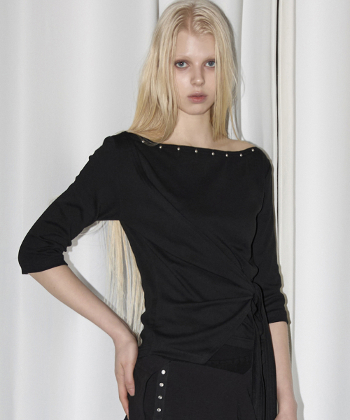 RENSE(レンセ)の「Stud Tie Top Black(Tシャツ/カットソー・レディース・その他・OS)」の1枚目の写真