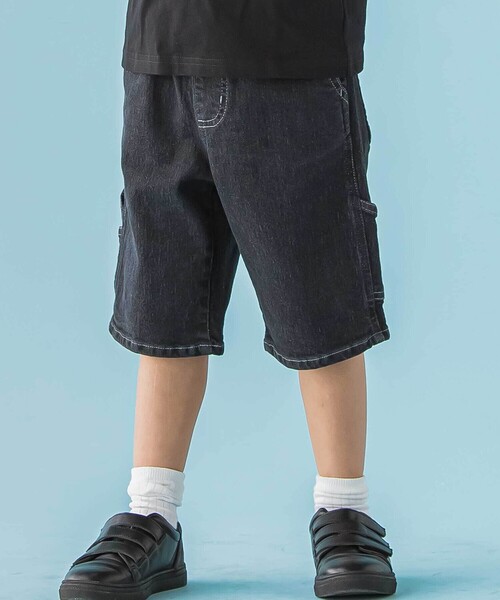 BeBe Petits Pois Vert(ベベプチポワヴェール)の「【店舗限定】ストレッチデニムショートパンツ(デニムパンツ・キッズ・ブラック/ネイビー・160cm/150cm/110cm/120cm/130cm/140cm)」の2枚目の写真