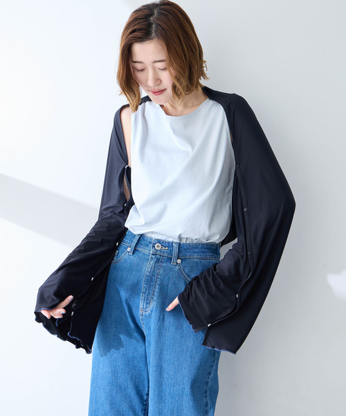 CROSSPLUS ONLINE(クロスプラスオンライン)の「【Wpc.】UVカット接触冷感3wayショール【ポンチョ・ストール・ボレロ】(カーディガン/ボレロ・レディース・ブラック/グレー/オフホワイト・フリー)」の1枚目の写真