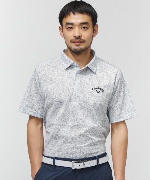 Callaway(キャロウェイ)の「キャロウェイ かざあなメッシュ小ヤシの木総柄半袖シャツ(ポロシャツ・メンズ・ブラック/グレー/グリーン・M/L/LL/3L)」の2枚目の写真