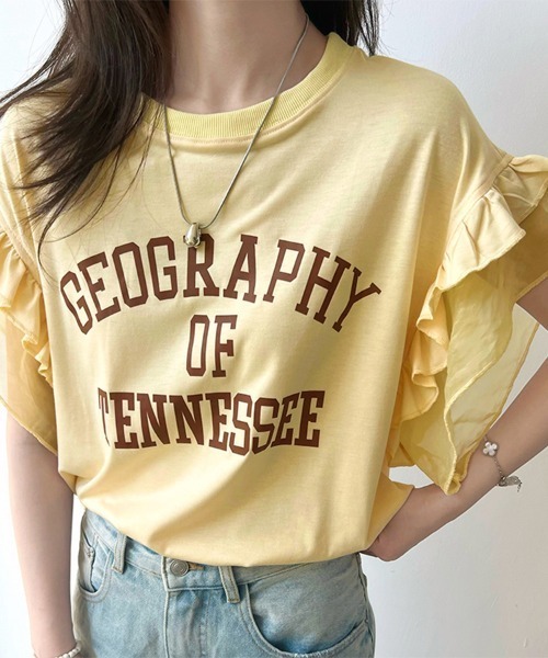 ReRe(リリ)の「フリルスリーブロゴプリントTシャツ(Tシャツ/カットソー・レディース・ホワイト/イエロー/アッシュグレー・X-LARGE/LARGE/MEDIUM)」の16枚目の写真