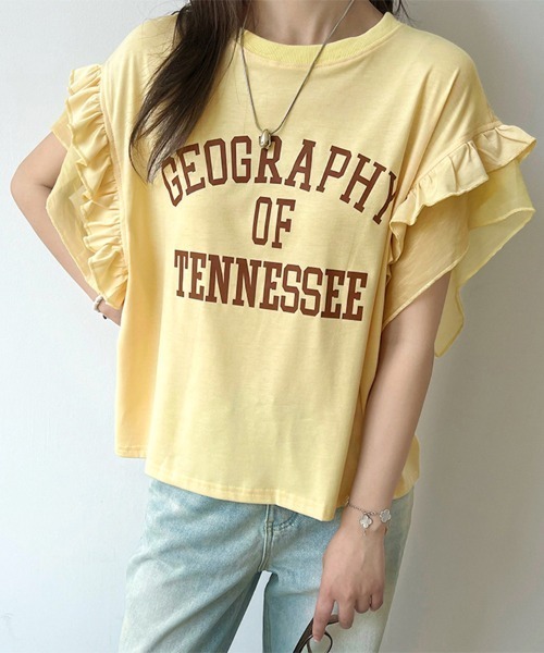 ReRe(リリ)の「フリルスリーブロゴプリントTシャツ(Tシャツ/カットソー・レディース・ホワイト/イエロー/アッシュグレー・X-LARGE/LARGE/MEDIUM)」の19枚目の写真