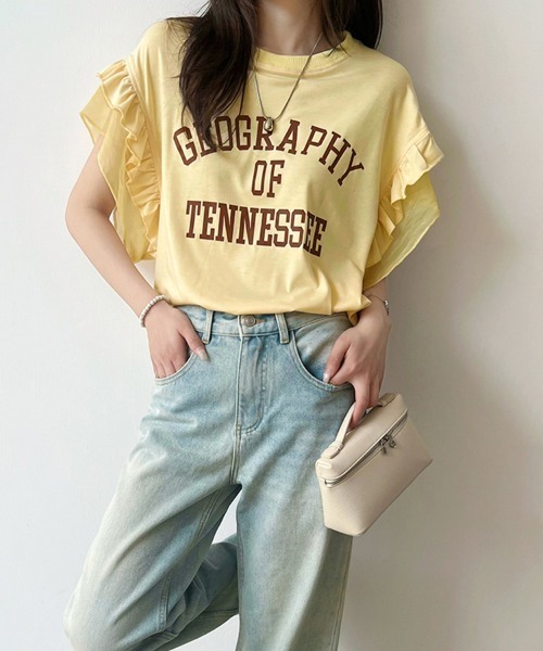 ReRe(リリ)の「フリルスリーブロゴプリントTシャツ(Tシャツ/カットソー・レディース・ホワイト/イエロー/アッシュグレー・X-LARGE/LARGE/MEDIUM)」の21枚目の写真