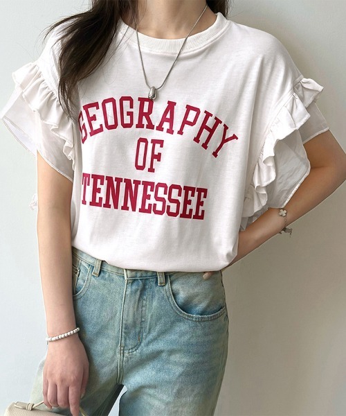 ReRe(リリ)の「フリルスリーブロゴプリントTシャツ(Tシャツ/カットソー・レディース・ホワイト/イエロー/アッシュグレー・X-LARGE/LARGE/MEDIUM)」の12枚目の写真