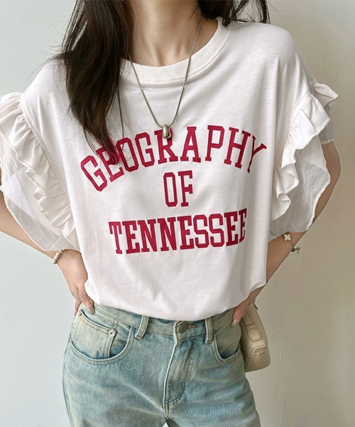 ReRe(リリ)の「フリルスリーブロゴプリントTシャツ(Tシャツ/カットソー・レディース・ホワイト/イエロー/アッシュグレー・X-LARGE/LARGE/MEDIUM)」の13枚目の写真