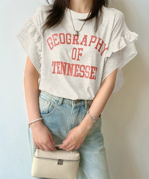 ReRe(リリ)の「フリルスリーブロゴプリントTシャツ(Tシャツ/カットソー・レディース・ホワイト/イエロー/アッシュグレー・X-LARGE/LARGE/MEDIUM)」の4枚目の写真