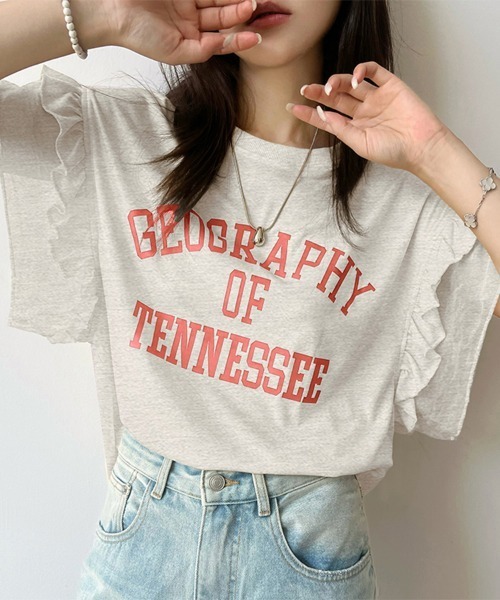 ReRe(リリ)の「フリルスリーブロゴプリントTシャツ(Tシャツ/カットソー・レディース・ホワイト/イエロー/アッシュグレー・X-LARGE/LARGE/MEDIUM)」の5枚目の写真