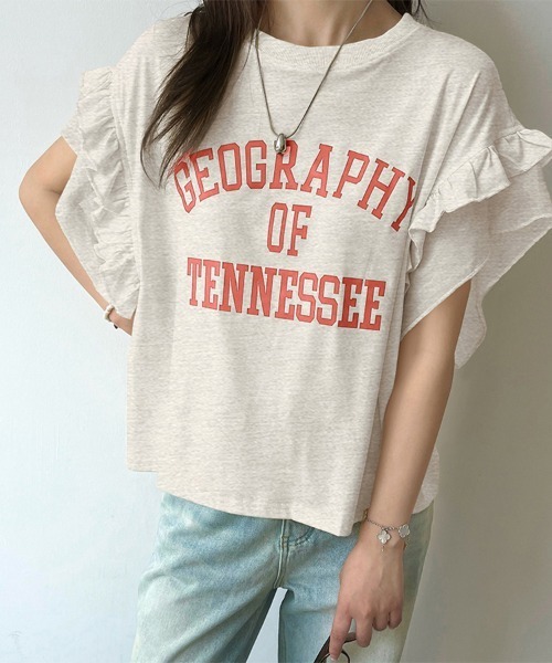ReRe(リリ)の「フリルスリーブロゴプリントTシャツ(Tシャツ/カットソー・レディース・ホワイト/イエロー/アッシュグレー・X-LARGE/LARGE/MEDIUM)」の6枚目の写真