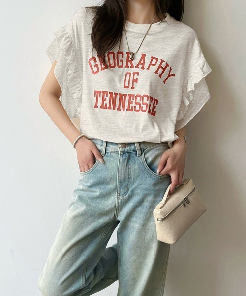 ReRe(リリ)の「フリルスリーブロゴプリントTシャツ(Tシャツ/カットソー・レディース・ホワイト/イエロー/アッシュグレー・X-LARGE/LARGE/MEDIUM)」の7枚目の写真