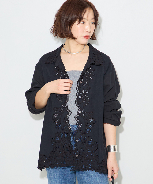 JOURNAL STANDARD L'ESSAGE 刺繍レースシャツ journal standard L'essage（ジャーナルスタンダードレサージュ）の