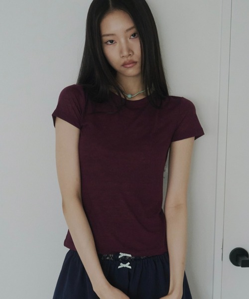FEKETE(フェケテ)の「sheer tee / シアーTシャツ(Tシャツ/カットソー・レディース・ライトブルー/ピンク/プラム・MEDIUM/SMALL/LARGE)」の2枚目の写真