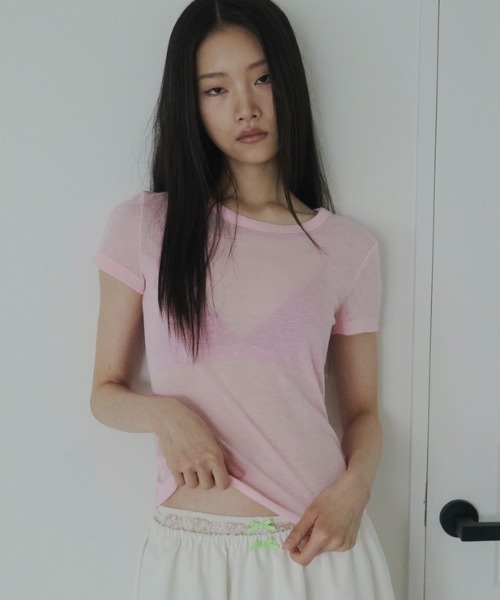 FEKETE(フェケテ)の「sheer tee / シアーTシャツ(Tシャツ/カットソー・レディース・ライトブルー/ピンク/プラム・MEDIUM/SMALL/LARGE)」の3枚目の写真