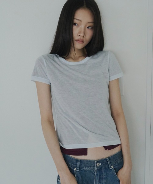 FEKETE(フェケテ)の「sheer tee / シアーTシャツ(Tシャツ/カットソー・レディース・ライトブルー/ピンク/プラム・MEDIUM/SMALL/LARGE)」の1枚目の写真