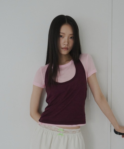 FEKETE(フェケテ)の「sheer tee / シアーTシャツ(Tシャツ/カットソー・レディース・ライトブルー/ピンク/プラム・MEDIUM/SMALL/LARGE)」の15枚目の写真