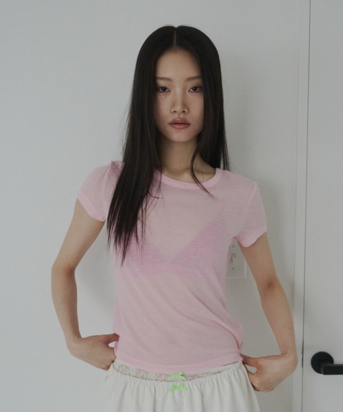 FEKETE(フェケテ)の「sheer tee / シアーTシャツ(Tシャツ/カットソー・レディース・ライトブルー/ピンク/プラム・MEDIUM/SMALL/LARGE)」の9枚目の写真