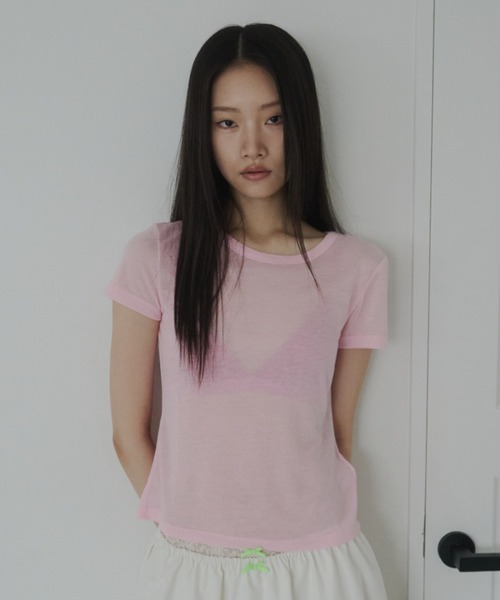 FEKETE(フェケテ)の「sheer tee / シアーTシャツ(Tシャツ/カットソー・レディース・ライトブルー/ピンク/プラム・MEDIUM/SMALL/LARGE)」の10枚目の写真