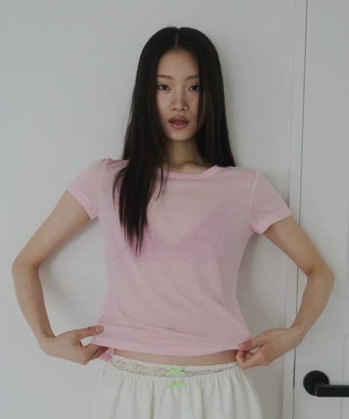FEKETE(フェケテ)の「sheer tee / シアーTシャツ(Tシャツ/カットソー・レディース・ライトブルー/ピンク/プラム・MEDIUM/SMALL/LARGE)」の11枚目の写真