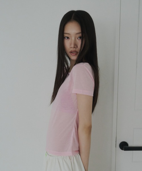 FEKETE(フェケテ)の「sheer tee / シアーTシャツ(Tシャツ/カットソー・レディース・ライトブルー/ピンク/プラム・MEDIUM/SMALL/LARGE)」の12枚目の写真