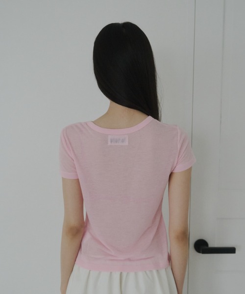 FEKETE(フェケテ)の「sheer tee / シアーTシャツ(Tシャツ/カットソー・レディース・ライトブルー/ピンク/プラム・MEDIUM/SMALL/LARGE)」の14枚目の写真