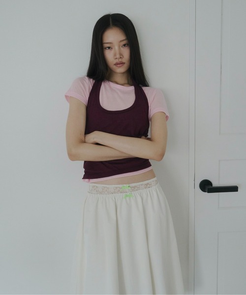 FEKETE(フェケテ)の「sheer tee / シアーTシャツ(Tシャツ/カットソー・レディース・ライトブルー/ピンク/プラム・MEDIUM/SMALL/LARGE)」の17枚目の写真