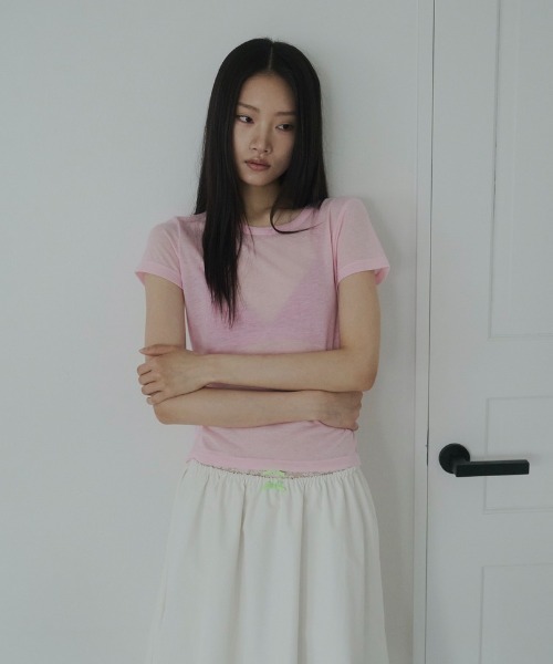 FEKETE(フェケテ)の「sheer tee / シアーTシャツ(Tシャツ/カットソー・レディース・ライトブルー/ピンク/プラム・MEDIUM/SMALL/LARGE)」の7枚目の写真