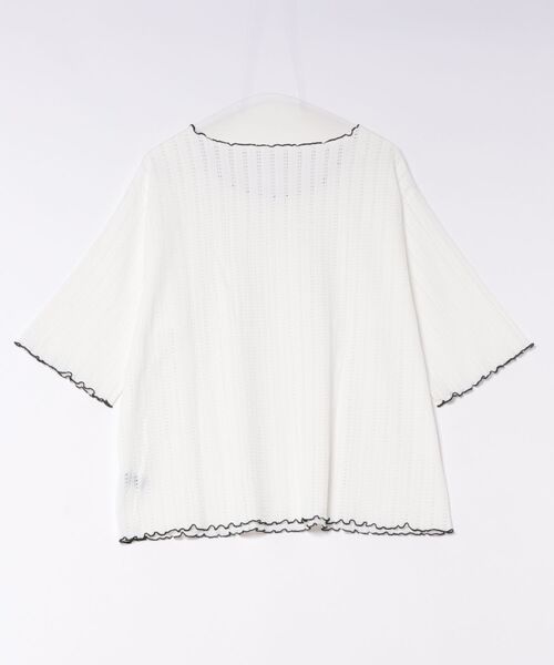 GOLDJAPAN（ゴールドジャパン）の「配色メローストライプ柄透かし編みニット【大きいサイズ対応】（ニット/セーター・レディース・オフホワイト/ブラック・LL/3L/4L/5L）」の11枚目の写真