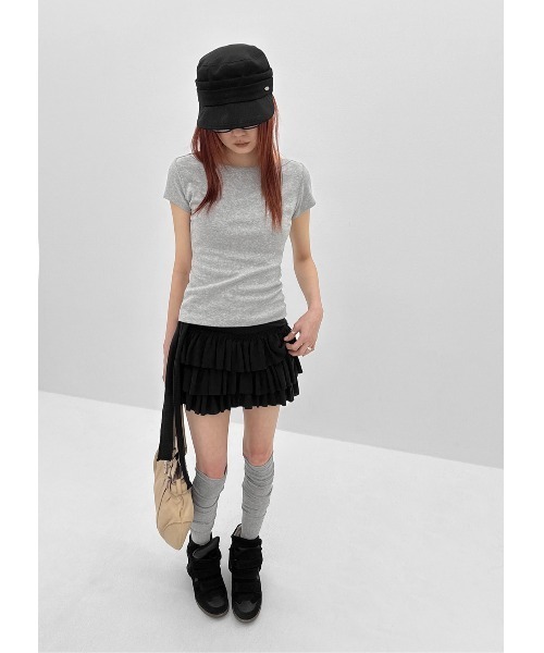 BLACKUP（ブラックアップ）の「[MADE] アットボートネック半袖Tシャツ（Tシャツ/カットソー・レディース・ブラック/ホワイト/グレー・FREE）」の9枚目の写真