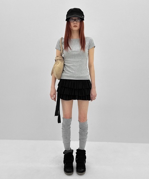BLACKUP（ブラックアップ）の「[MADE] アットボートネック半袖Tシャツ（Tシャツ/カットソー・レディース・ブラック/ホワイト/グレー・FREE）」の10枚目の写真