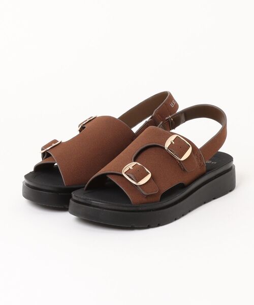 U.S. POLO ASSN.(ユーエスポロアッスン)の「【U.S. POLO ASSN./ユーエスポロアッスン】脱ぎ履き楽々 カジュアルサンダル ダブルベルト ブランドロゴ 韓国ファッション(サンダル・レディース・ブラック/ダークブラウン/ベージュ・SMALL/MEDIUM)」の1枚目の写真