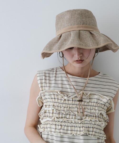 SENSE OF PLACE by URBAN RESEARCH（センスオブプレイスバイアーバンリサーチ）の「ジュートライクフリルハット（ハット・レディース・ブラック系その他/ブラック/ベージュ・ONE）」の3枚目の写真