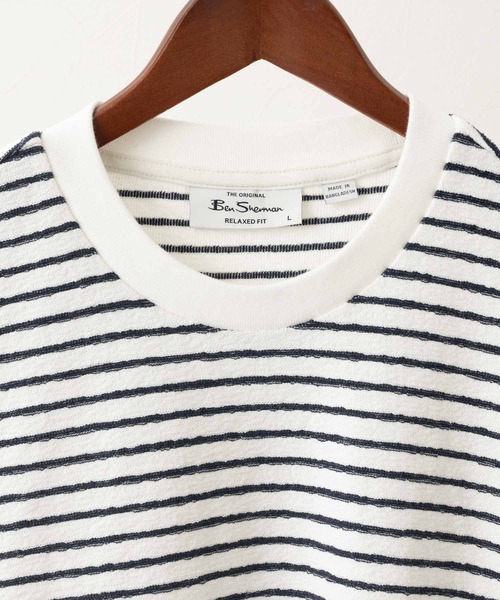 Ben Sherman（ベンシャーマン）の「テクスチャードボーダーTシャツ（Tシャツ/カットソー・メンズ・ホワイト・MEDIUM）」の6枚目の写真