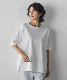 バックサテン切り替えスムースカットソー