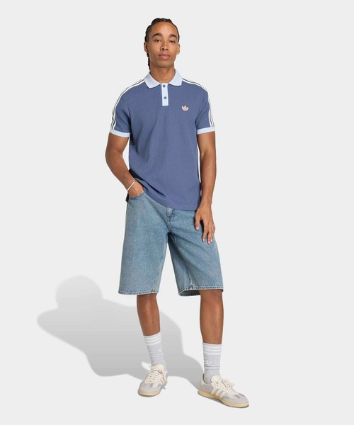 adidas（アディダス）の「ワッフル ニット ポロシャツ / アディダスオリジナルス adidas Originals（ポロシャツ・メンズ・ブルー・XX-LARGE/LARGE/MEDIUM/SMALL/X-LARGE/X-SMALL/3XL）」の5枚目の写真