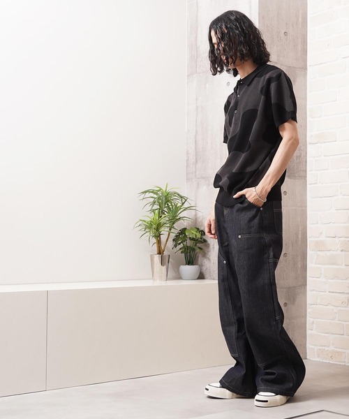 1111clothing(ワンフォークロージング)の「ジャガード ホルスタイン柄 ニットPOLO / Jacquard Holstein-Print Knit Polo Shirt(ポロシャツ・メンズ・オフホワイト/チャコールグレー/ネイビー・M/L)」の17枚目の写真