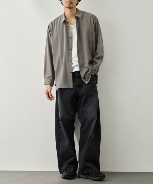 CITY TOKYO(シティトウキョウ)の「【CITY TOKYO】Air pleats リラックスシャツ(シャツ/ブラウス・メンズ・カーキ・1/2)」の3枚目の写真