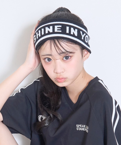 LOVETOXIC(ラブトキシック)の「【LTXC】ジャガードロゴヘアバンド(ヘアバンド・キッズ・オフホワイト/ブラック・F)」の2枚目の写真