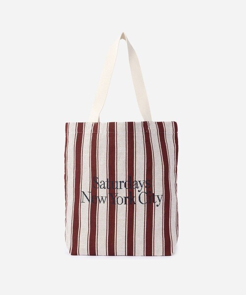 Saturdays NYC(サタデーズ ニューヨークシティ )の「Miller Stripe Tote Bag(トートバッグ・メンズ・ブルー/ワイン・FREE)」の2枚目の写真