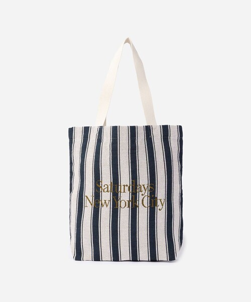Saturdays NYC(サタデーズ ニューヨークシティ )の「Miller Stripe Tote Bag(トートバッグ・メンズ・ブルー/ワイン・FREE)」の1枚目の写真