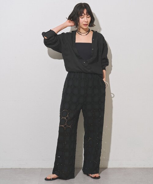 Whim Gazette（ウィムガゼット）の「クロシェライクパンツ（その他パンツ・レディース・オフホワイト/ブラック・FREE）」の10枚目の写真