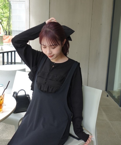 ZOZOMARKET by ねっしー.（ゾゾマーケットバイネッシー）の「【インフルエンサー ねっしー.セレクト】ティアードフリルニットカーデ＆2WAYビスチェアンサンブル（カーディガン/ボレロ・レディース・アイボリー/ブラック・FREE）」の14枚目の写真