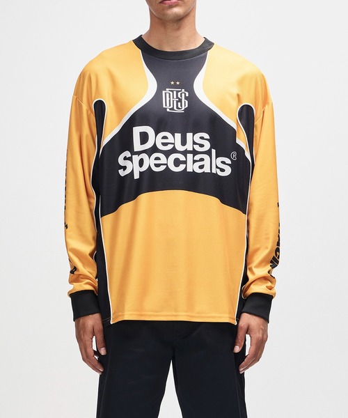 DEUS EX MACHINA(デウスエクスマキナ)の「SPECTACLE MOTO JERSEY(Tシャツ/カットソー・メンズ・イエロー/ロイヤルブルー・M/L)」の1枚目の写真