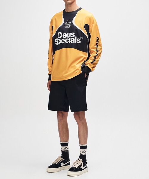 DEUS EX MACHINA(デウスエクスマキナ)の「SPECTACLE MOTO JERSEY(Tシャツ/カットソー・メンズ・イエロー/ロイヤルブルー・M/L)」の5枚目の写真
