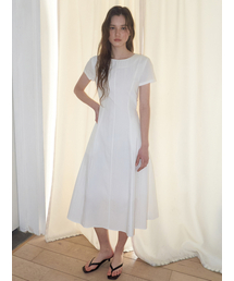 Side Button Stitch Dress, Ivory