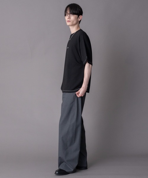 BROWNY(ブラウニー)の「BROWNY/カラーステッチワンポイントT(Tシャツ/カットソー・メンズ・ブラック/サックスブルー/ホワイト・MEDIUM/LARGE)」の9枚目の写真