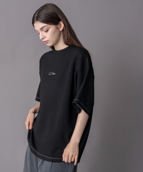BROWNY(ブラウニー)の「BROWNY/カラーステッチワンポイントT(Tシャツ/カットソー・メンズ・ブラック/サックスブルー/ホワイト・MEDIUM/LARGE)」の11枚目の写真